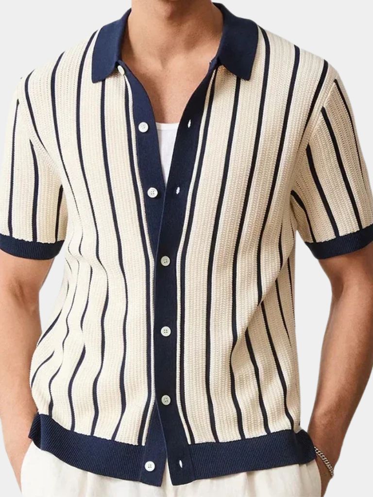 Thilo | Gestreiftes Strick-Poloshirt mit Knopfleiste