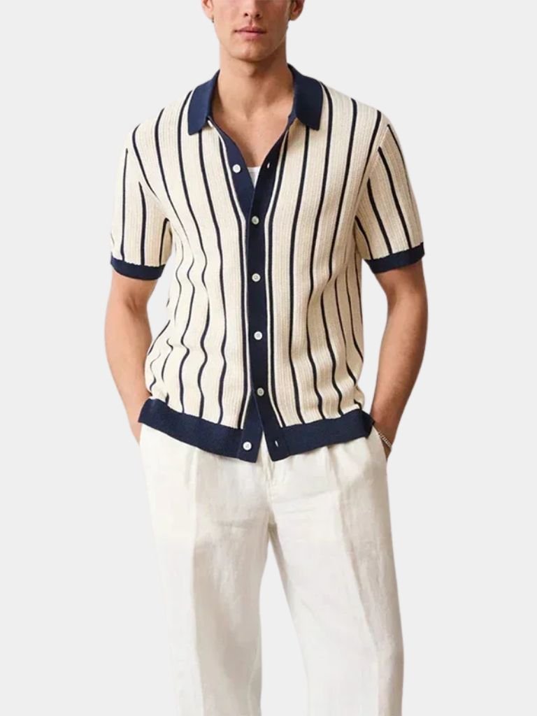 Thilo | Gestreiftes Strick-Poloshirt mit Knopfleiste