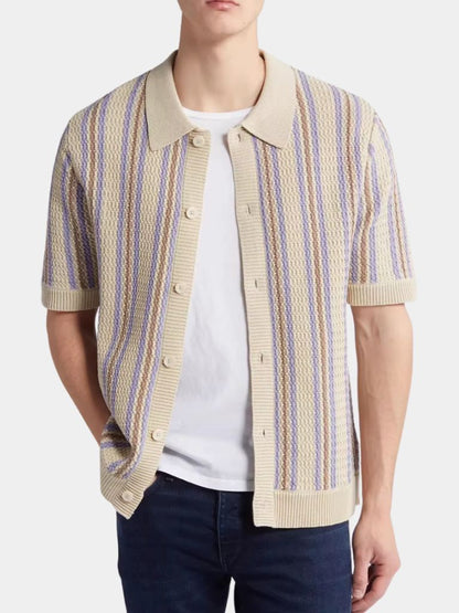 Thilo | Gestreiftes Strick-Poloshirt mit Knopfleiste