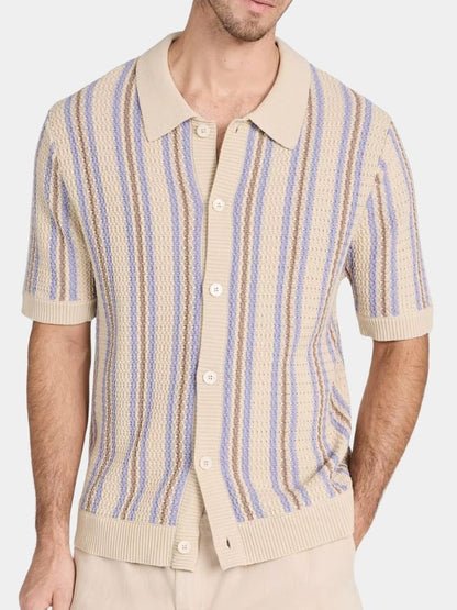Thilo | Gestreiftes Strick-Poloshirt mit Knopfleiste