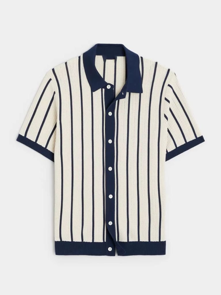 Thilo | Gestreiftes Strick-Poloshirt mit Knopfleiste