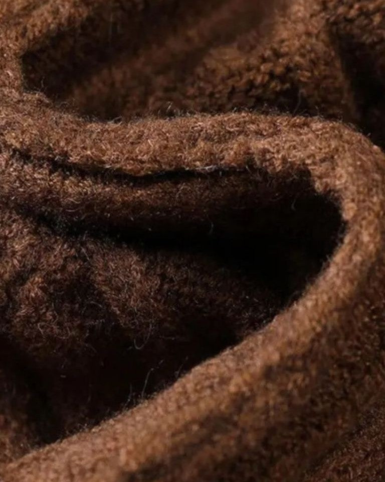 Rüdiger | Braune Zopfmuster-Strickjacke mit Schalkragen