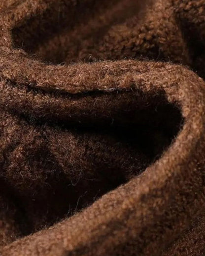 Rüdiger | Braune Zopfmuster-Strickjacke mit Schalkragen