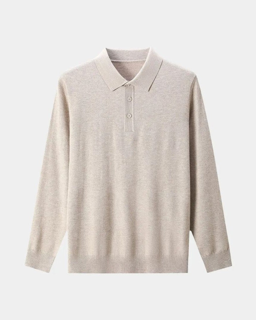 Rüdiger | Graues Langarm-Poloshirt
