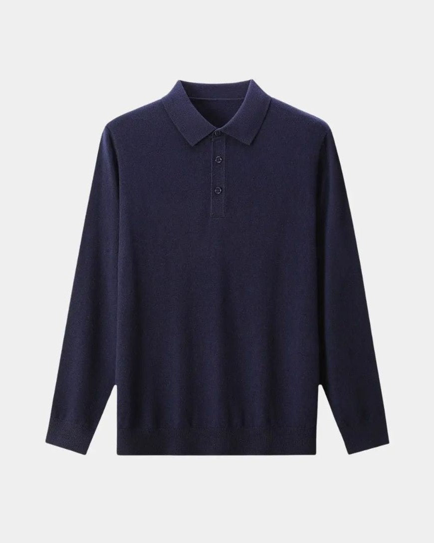 Rüdiger | Graues Langarm-Poloshirt