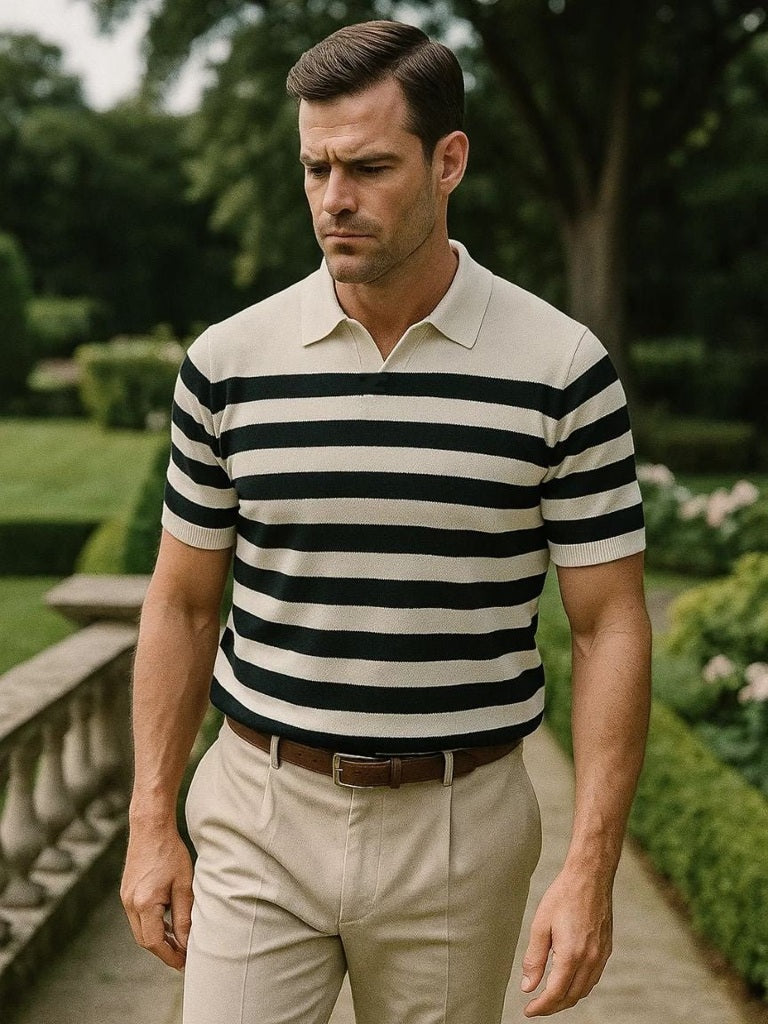 Rüdiger | Schwarz-weiß gestreiftes Poloshirt