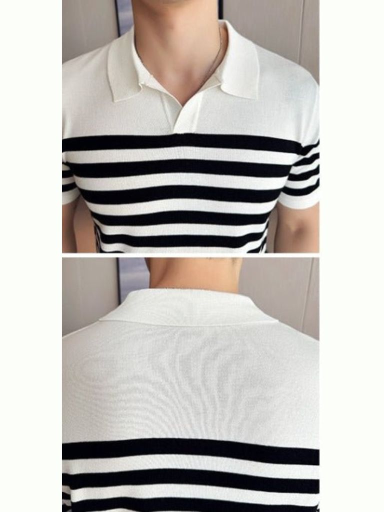 Rüdiger | Schwarz-weiß gestreiftes Poloshirt