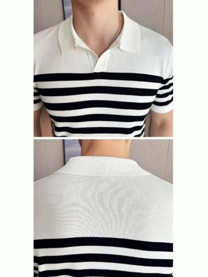 Rüdiger | Schwarz-weiß gestreiftes Poloshirt