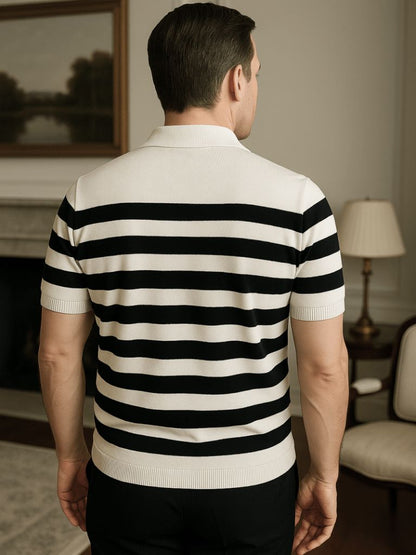 Rüdiger | Schwarz-weiß gestreiftes Poloshirt