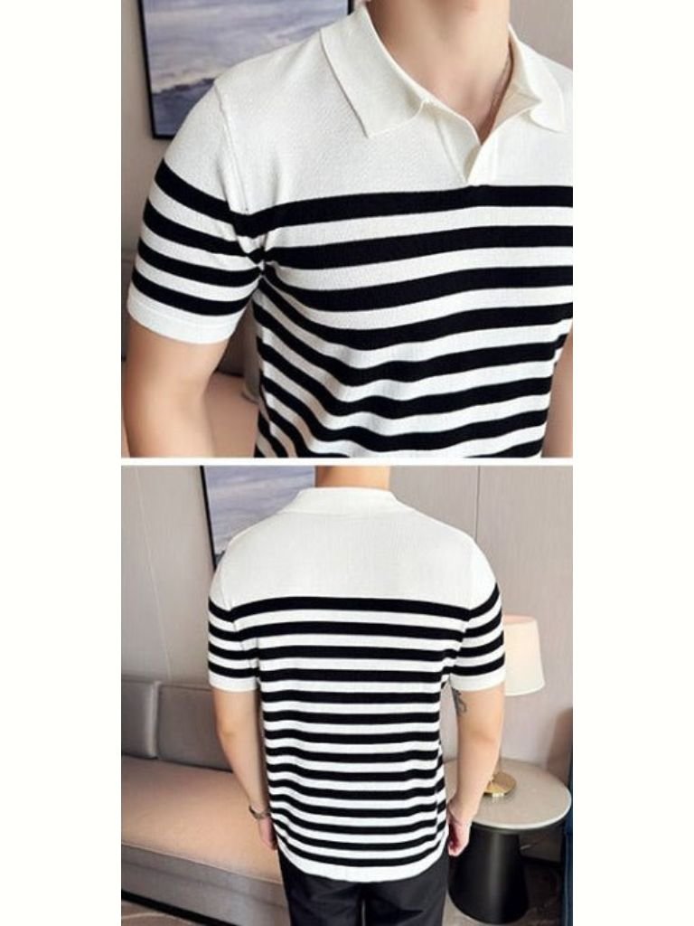 Rüdiger | Schwarz-weiß gestreiftes Poloshirt