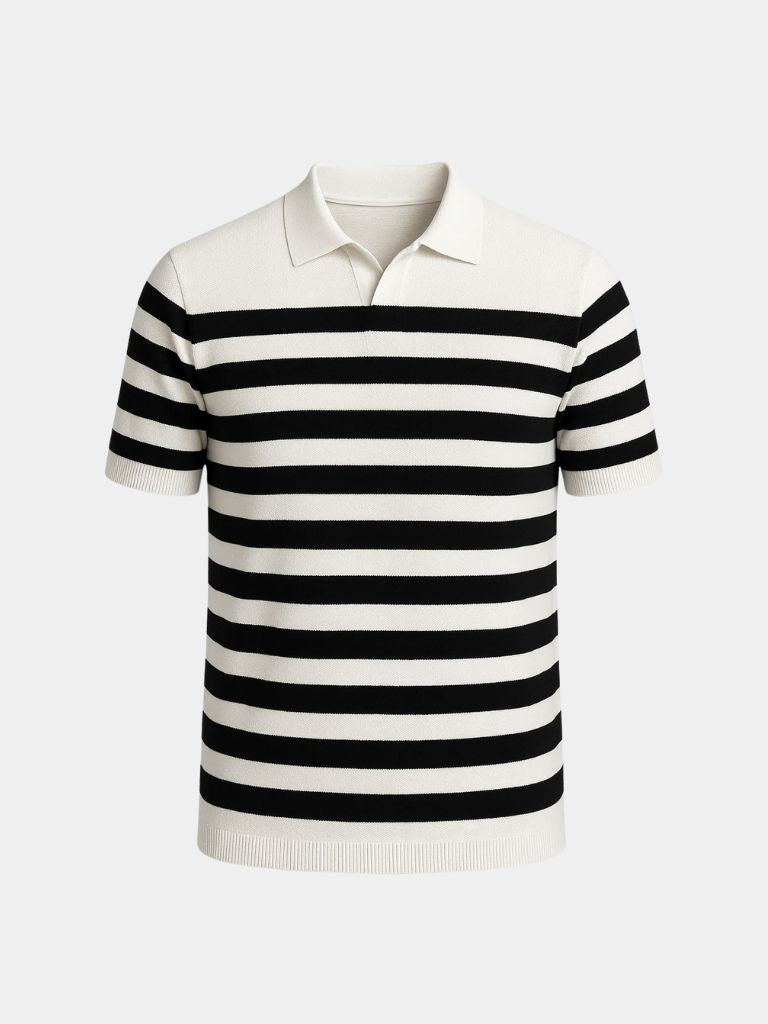 Rüdiger | Schwarz-weiß gestreiftes Poloshirt