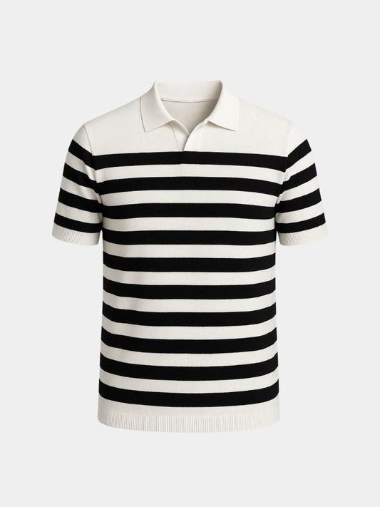 Rüdiger | Schwarz-weiß gestreiftes Poloshirt