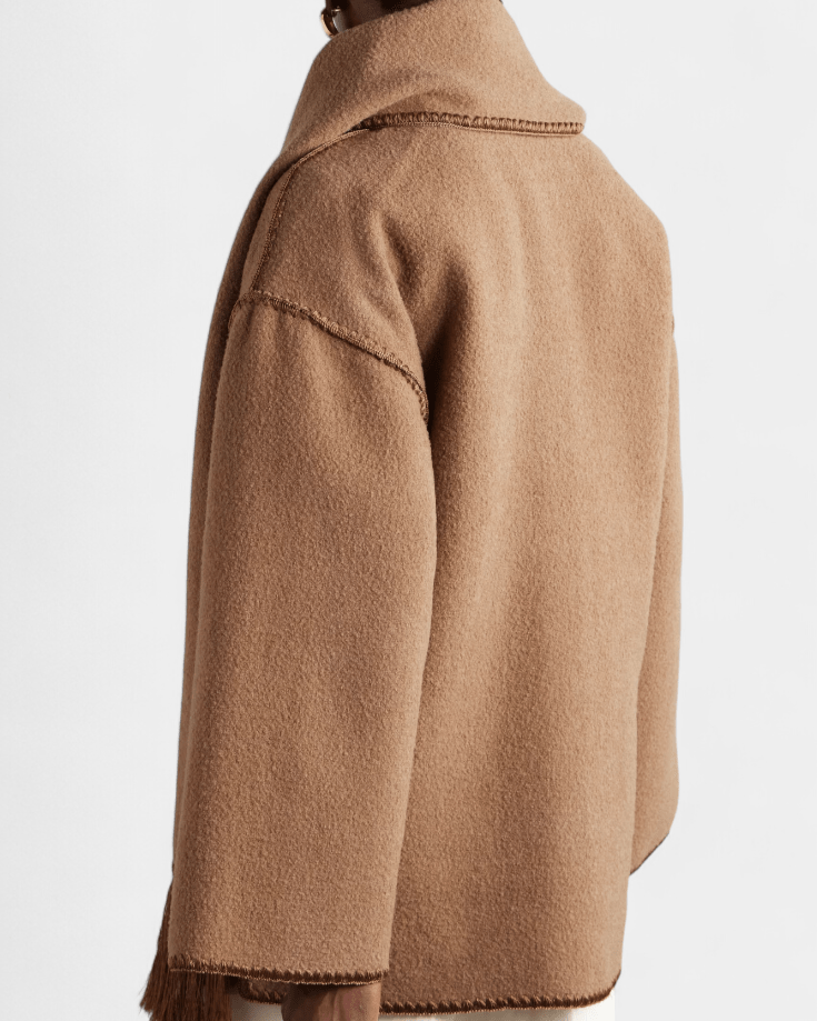 Pauline | Camelfarbener Mantel mit Schal