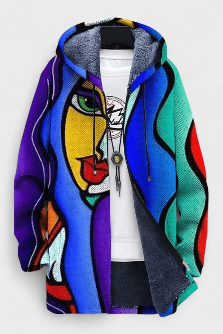 Polly | Kapuzenjacke mit abstraktem Gesichtsmotiv