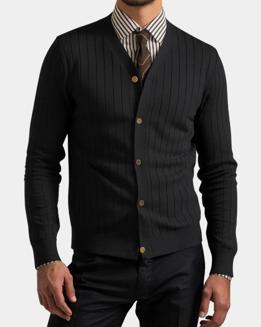 Stefan | Schwarze Strickjacke mit Knöpfen