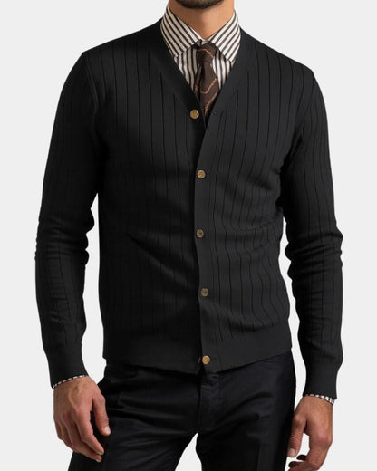 Stefan | Schwarze Strickjacke mit Knöpfen
