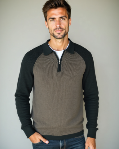 Stefan | Taupefarbener Raglan-Troyer