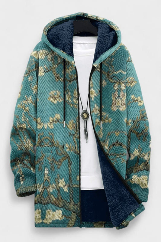 Petra | Petrolfarbene Kapuzenjacke mit Ornamentmuster