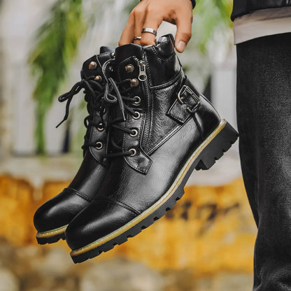 Ferdinand | Schwarze Schnürstiefel mit Schnalle