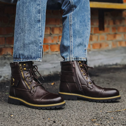 Ferdinand | Schwarze Schnürstiefel mit Schnalle