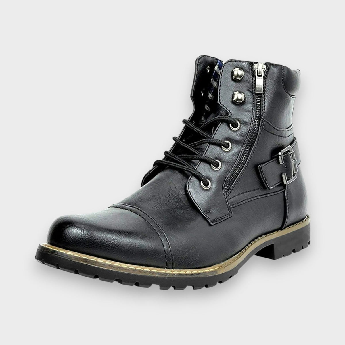 Ferdinand | Schwarze Schnürstiefel mit Schnalle