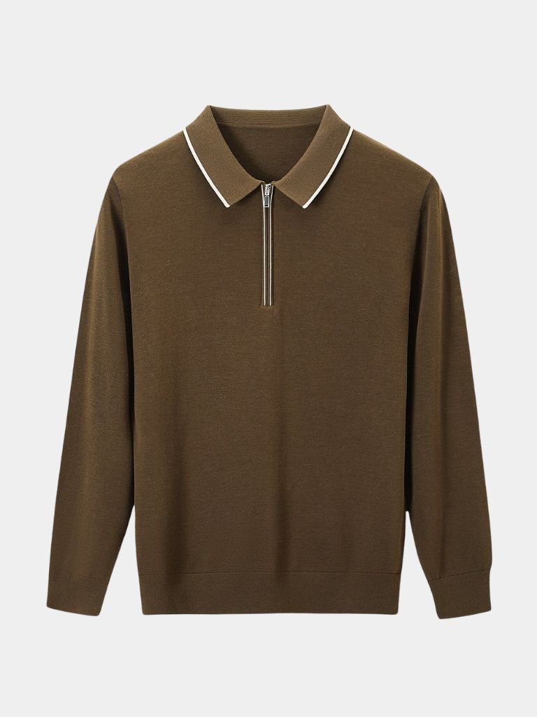 Sigmund | Langarm-Poloshirt mit Reißverschluss
