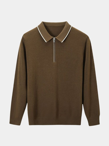 Sigmund | Langarm-Poloshirt mit Reißverschluss