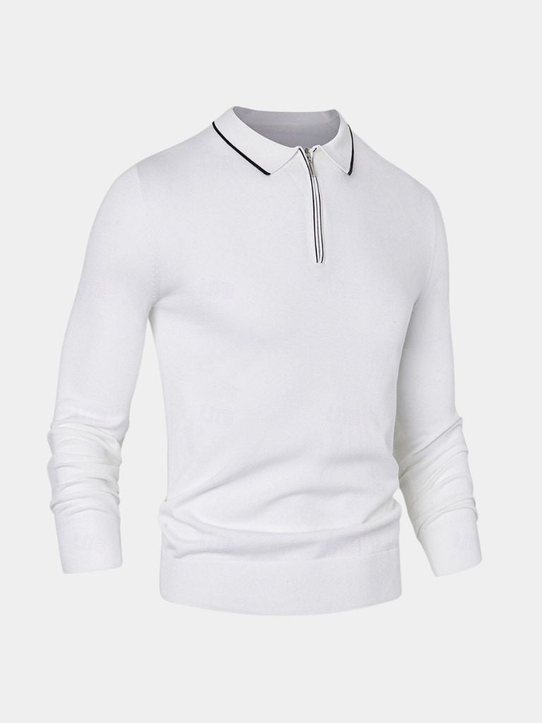 Sigmund | Langarm-Poloshirt mit Reißverschluss