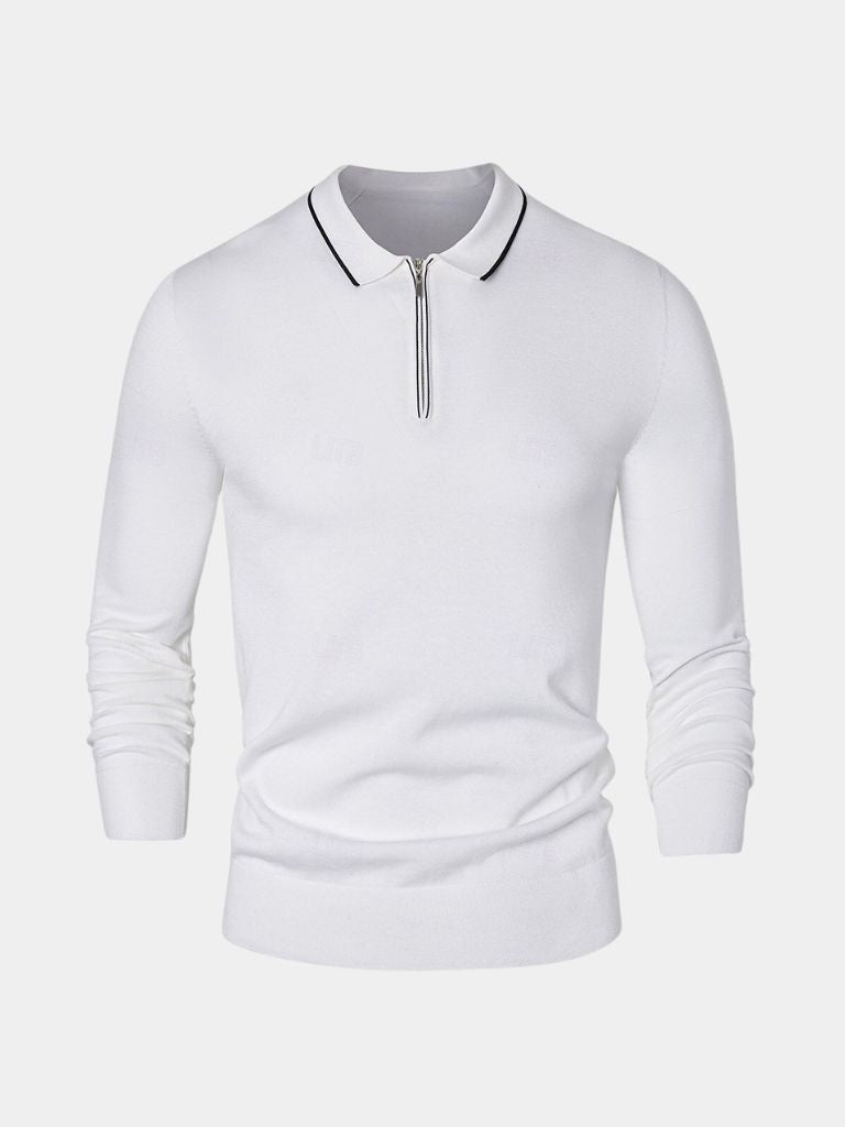 Sigmund | Langarm-Poloshirt mit Reißverschluss