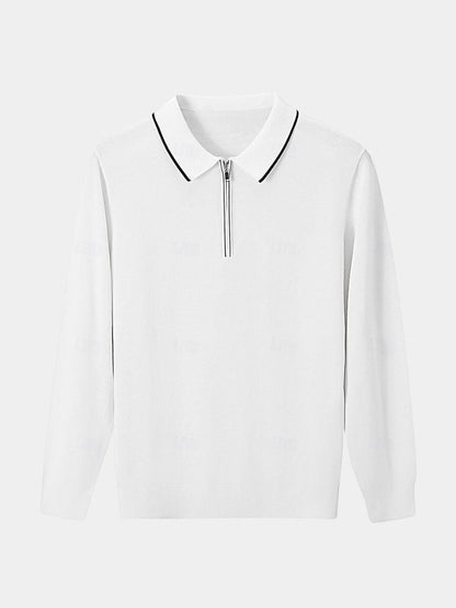 Sigmund | Langarm-Poloshirt mit Reißverschluss