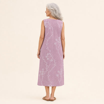 Lieselotte | Ärmelloses Sommerkleid in Flieder mit Punktlinien