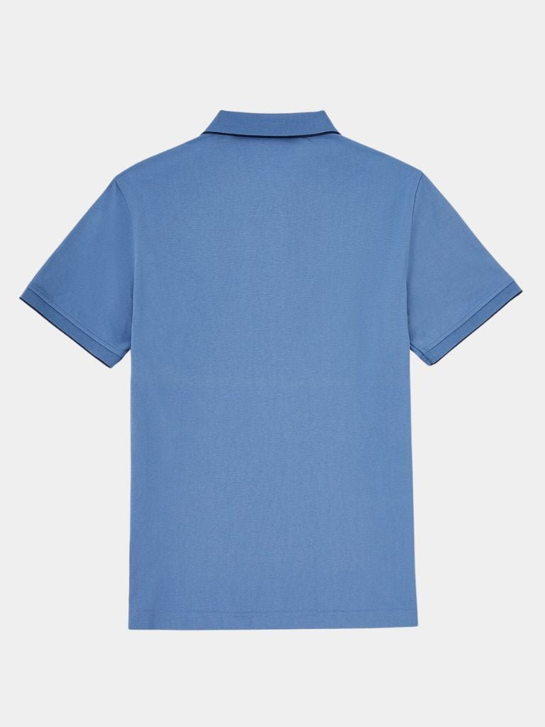 Vinzenz | Blaues Poloshirt mit kurzem Reißverschluss