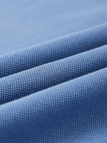 Vinzenz | Blaues Poloshirt mit kurzem Reißverschluss