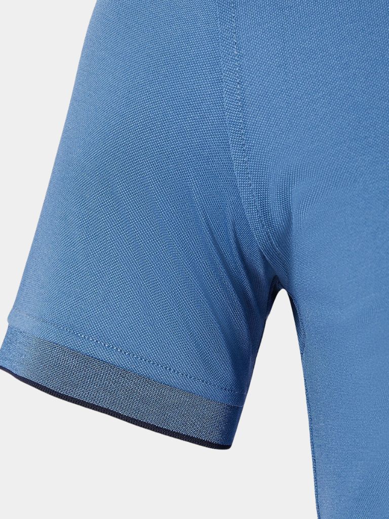 Vinzenz | Blaues Poloshirt mit kurzem Reißverschluss