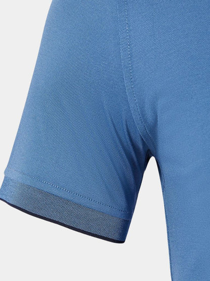 Vinzenz | Blaues Poloshirt mit kurzem Reißverschluss