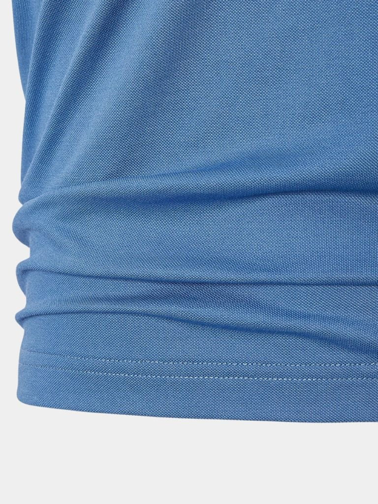 Vinzenz | Blaues Poloshirt mit kurzem Reißverschluss