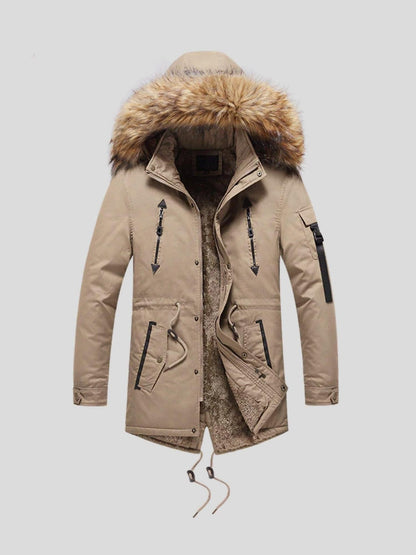 Vinzenz | Camelfarbener Winterparka mit Fellbesatz