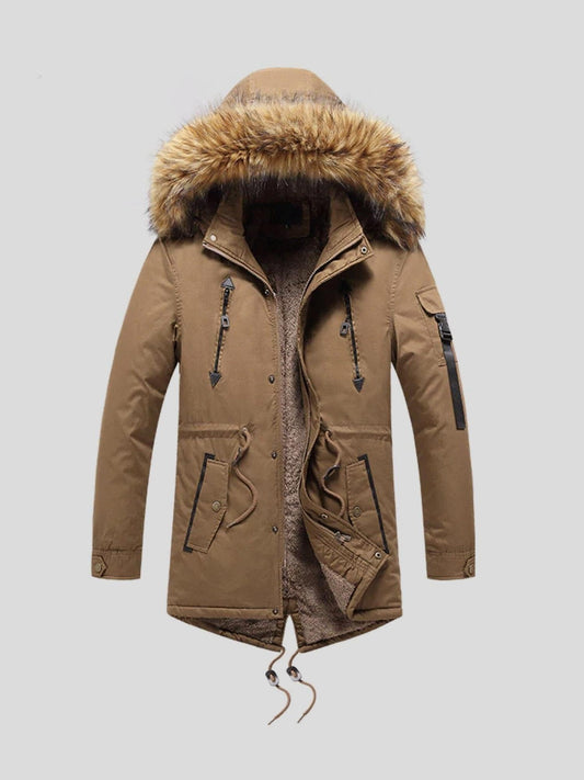 Vinzenz | Camelfarbener Winterparka mit Fellbesatz