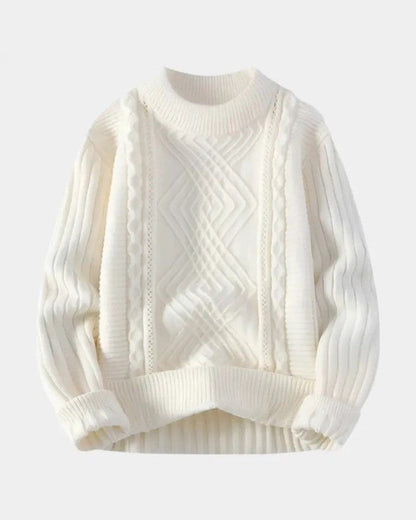 Vinzenz | Cremefarbener Zopfmusterpullover