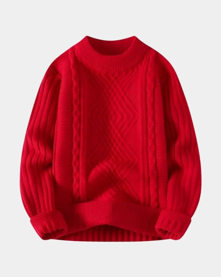 Vinzenz | Cremefarbener Zopfmusterpullover