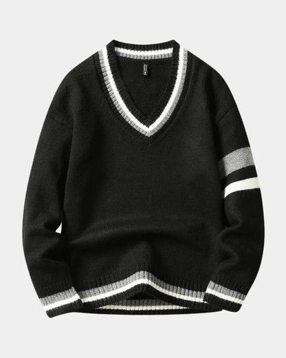 Vinzenz | Schwarzer Pullover mit V-Ausschnitt