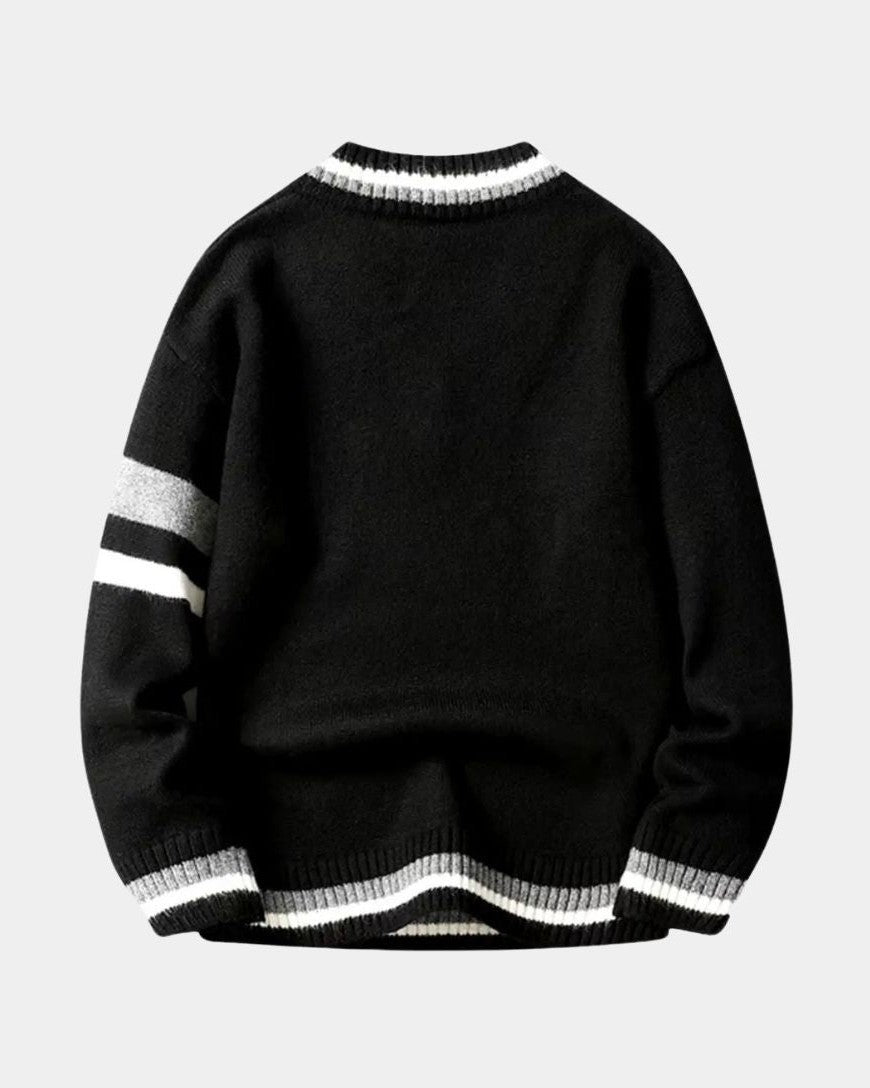 Vinzenz | Schwarzer Pullover mit V-Ausschnitt
