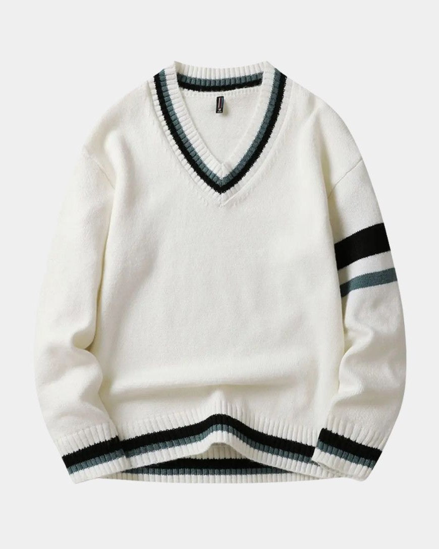Vinzenz | Schwarzer Pullover mit V-Ausschnitt