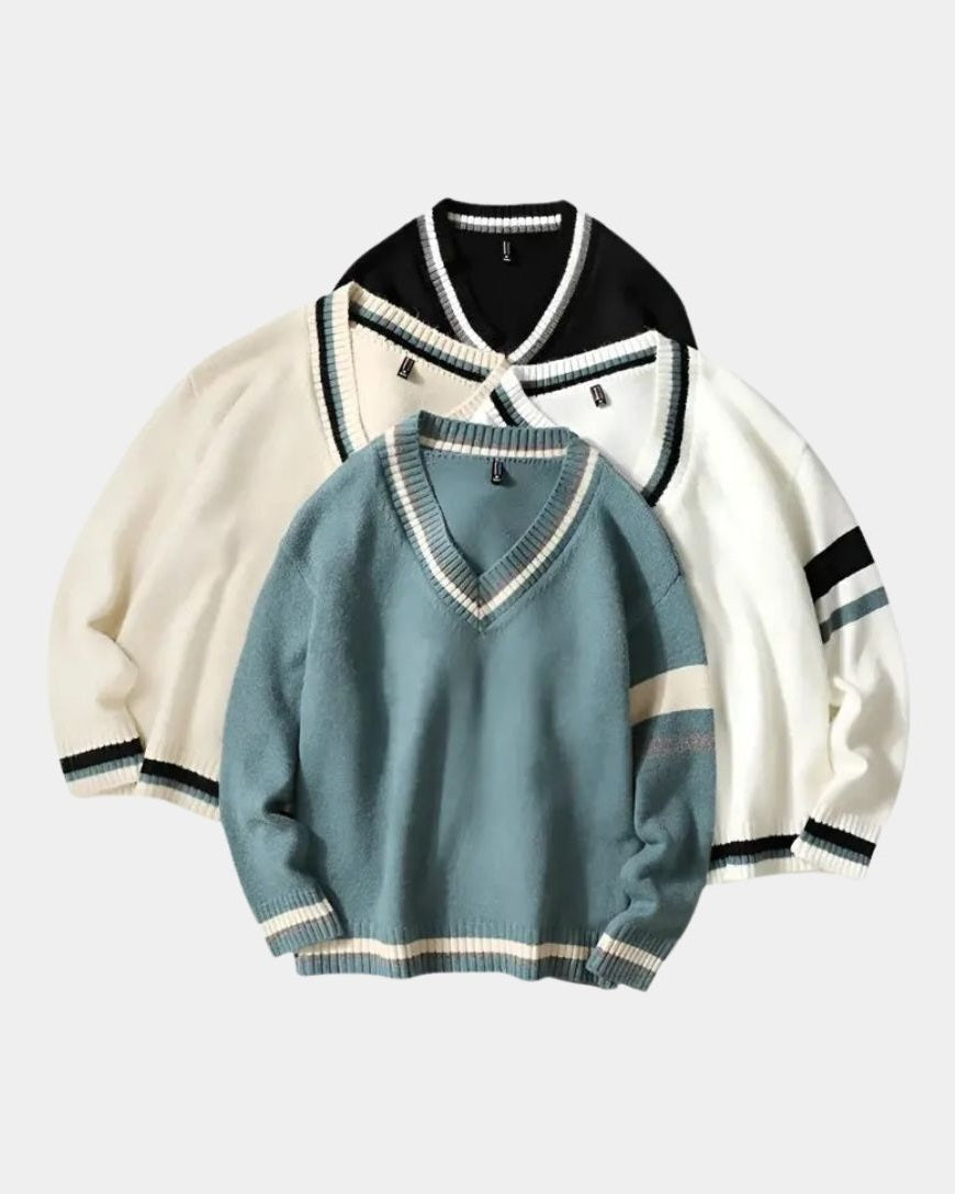 Vinzenz | Schwarzer Pullover mit V-Ausschnitt