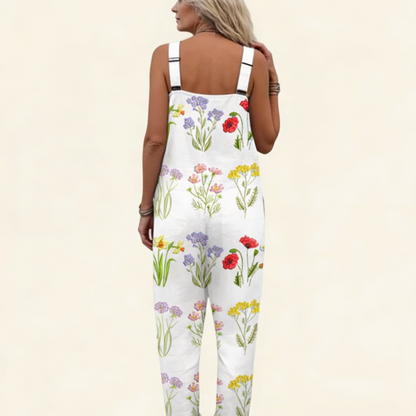 Kerstin | Latzhose in Weiß mit Wildblumen