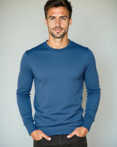 Torben | Blauer Rundhalspullover