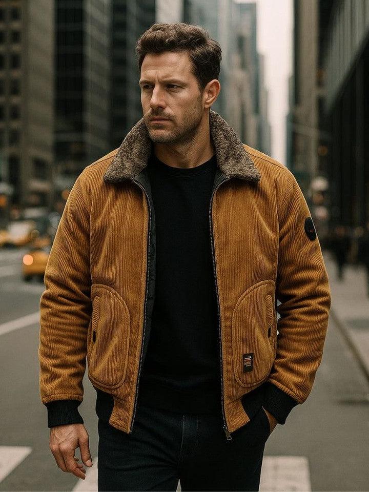 Wilfried | Hellbraune Cordjacke mit Teddykragen