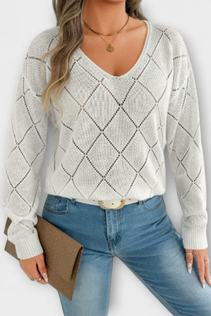 Rhian | Schwarzer Ajour-Strickpullover