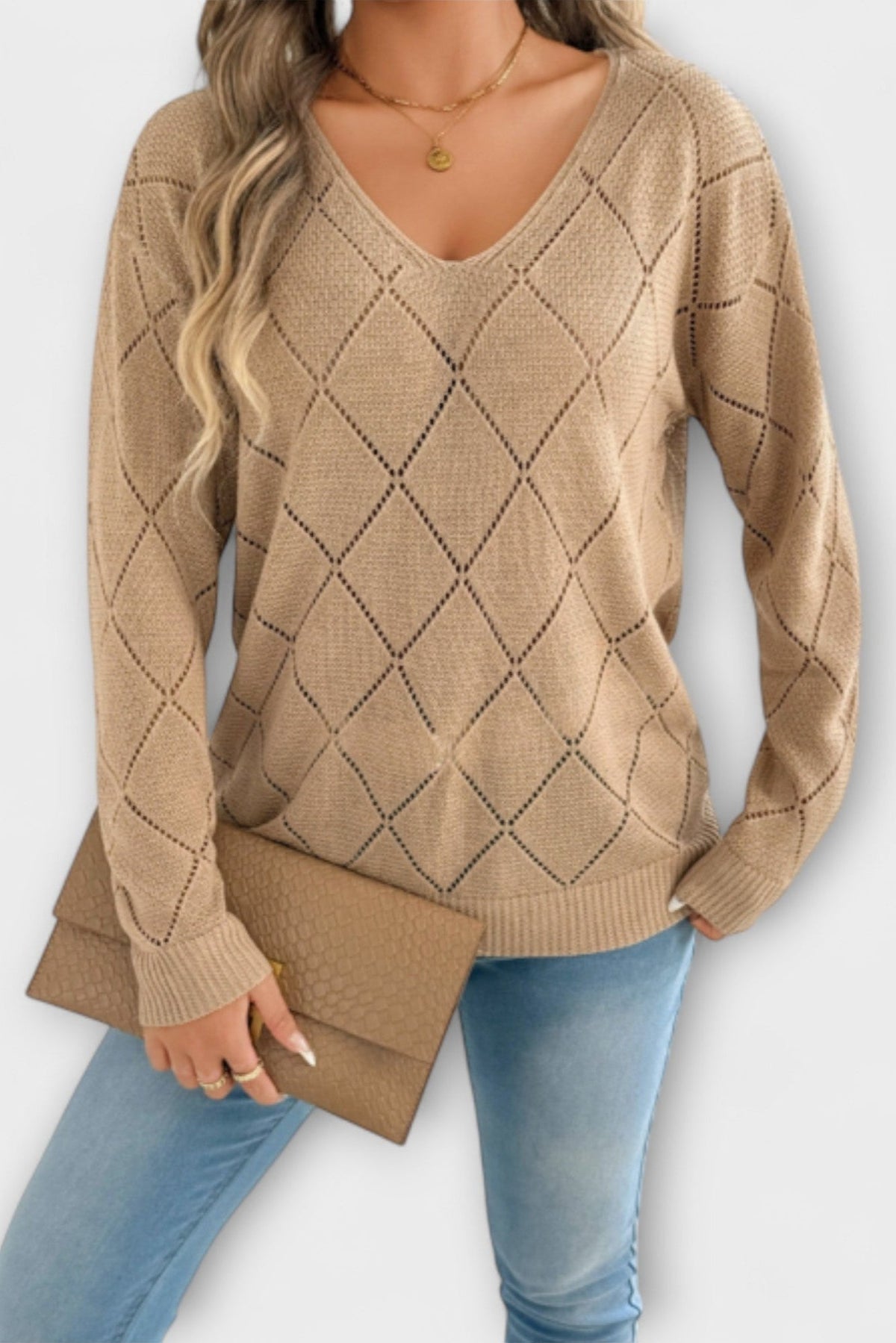 Rhian | Schwarzer Ajour-Strickpullover