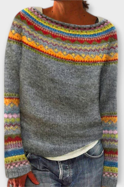 Rhian | Grauer Fair-Isle-Pullover